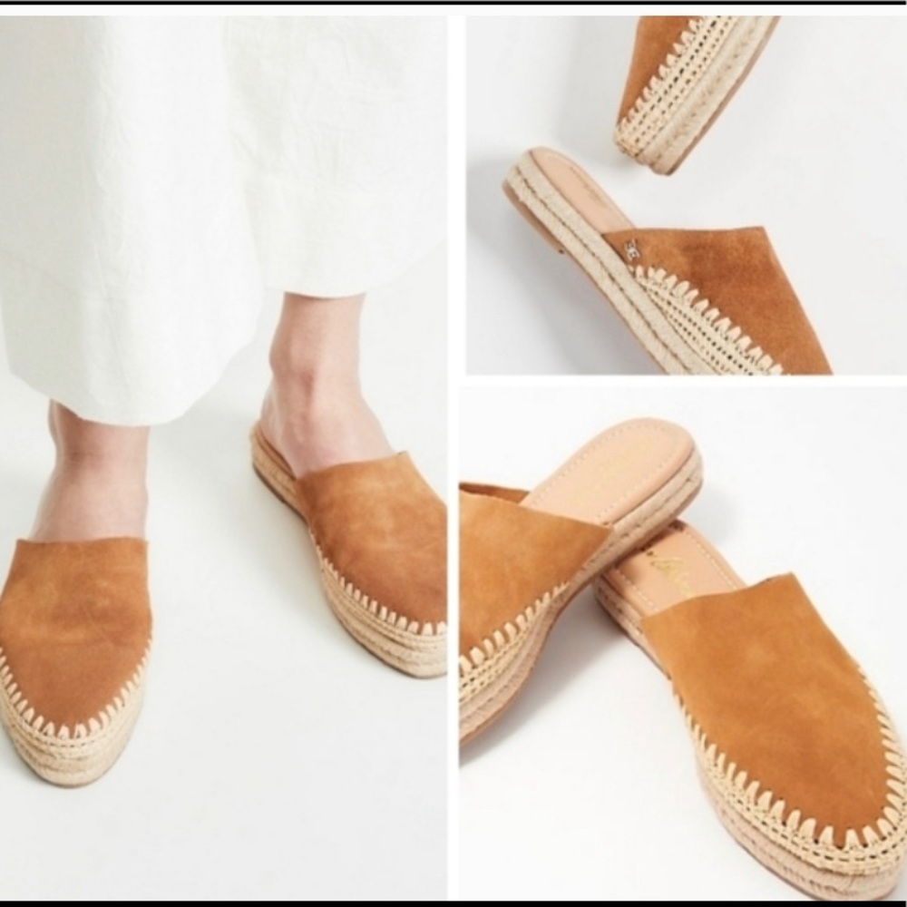 Sam Edelman Austin Camel Suede Espadrille Mules
